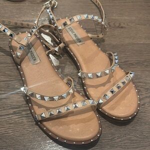 Steve Madden Tan Silver Studded Sandals
